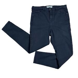 Top Shop Black Jamie Pants Womens 34 High Rise Cotton Blend Skinny Black Denim